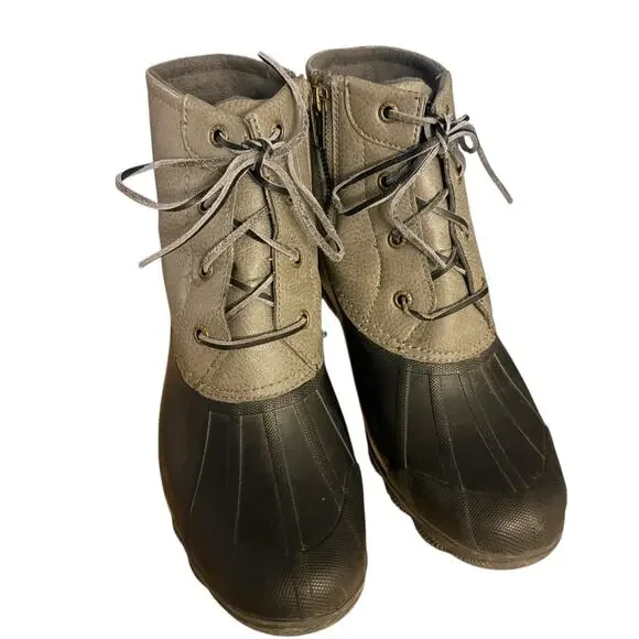 Sperry Women's Saltwater Waterproof Duck Boots Black/Grey Sz 7 - Picture 1 of 10